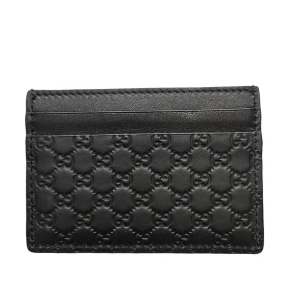 GUCCI Black Leather Guccissimo Card Holder - Picture 1 of 12